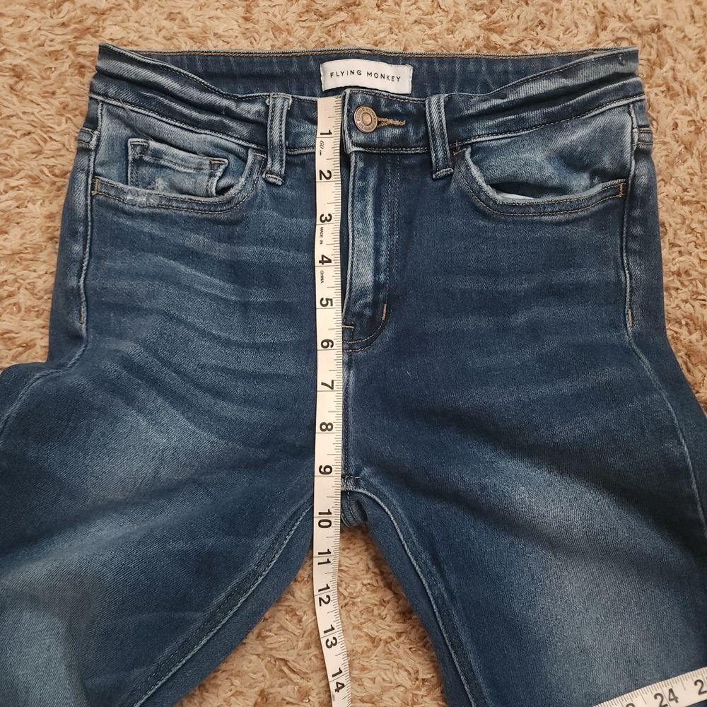 Flying Monkey Womens 27 Mid-Rise Skinny Ankle Blue Jeans - Picture 6 of 10